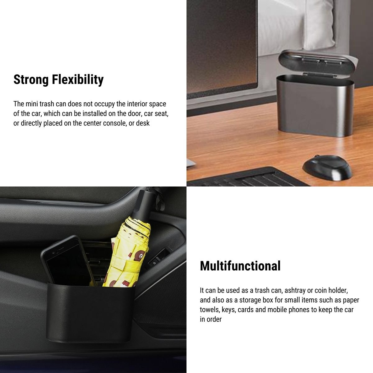 Car Trash Can with 7 Rolls of Garbage Bags for Tesla