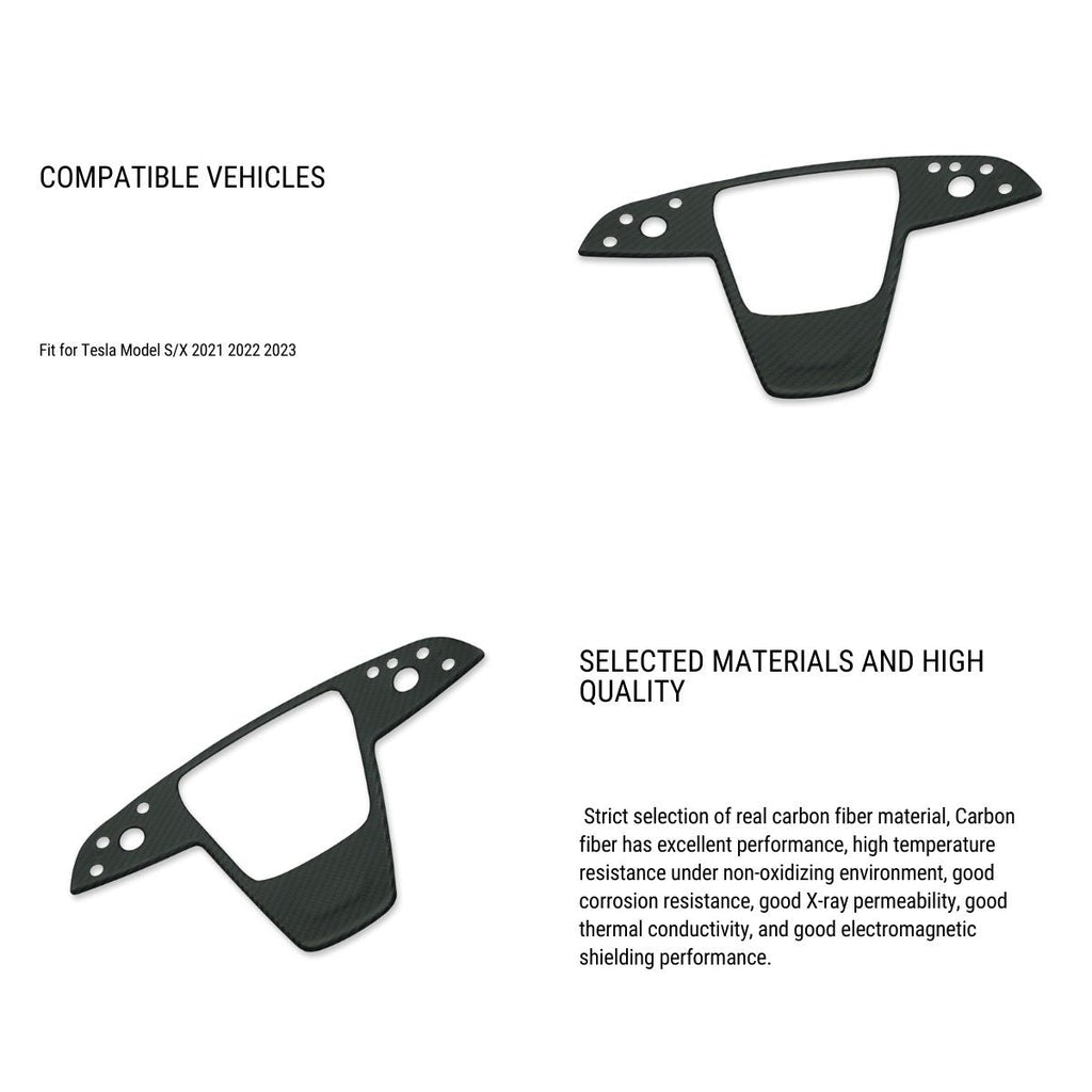 Carbon Fiber Steering Wheel Trim Panel Cover for Model S/X 2021+