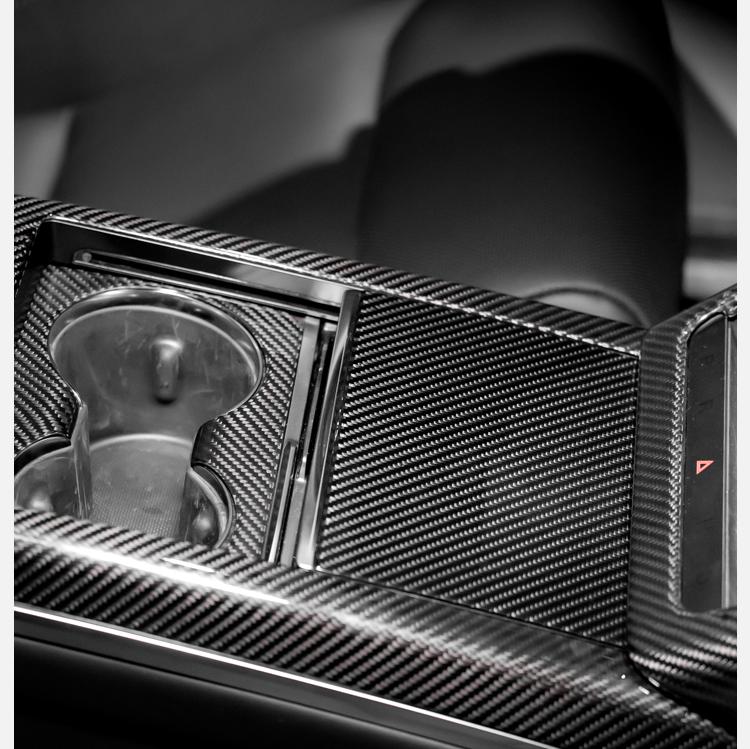 Center Panel Storage Box Dry Carbon Fiber Overlay for Tesla Model S/X 2021+