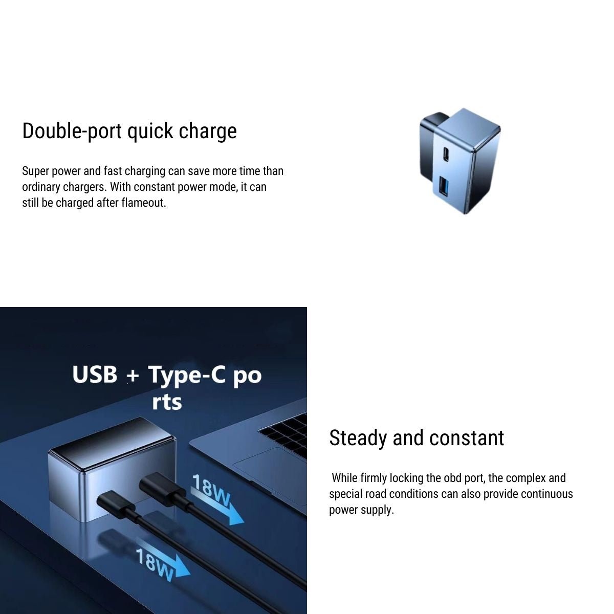 Hidden OBD-II Power Adapter &amp; Dual USB Charger For Tesla Model 3/S/X/Y