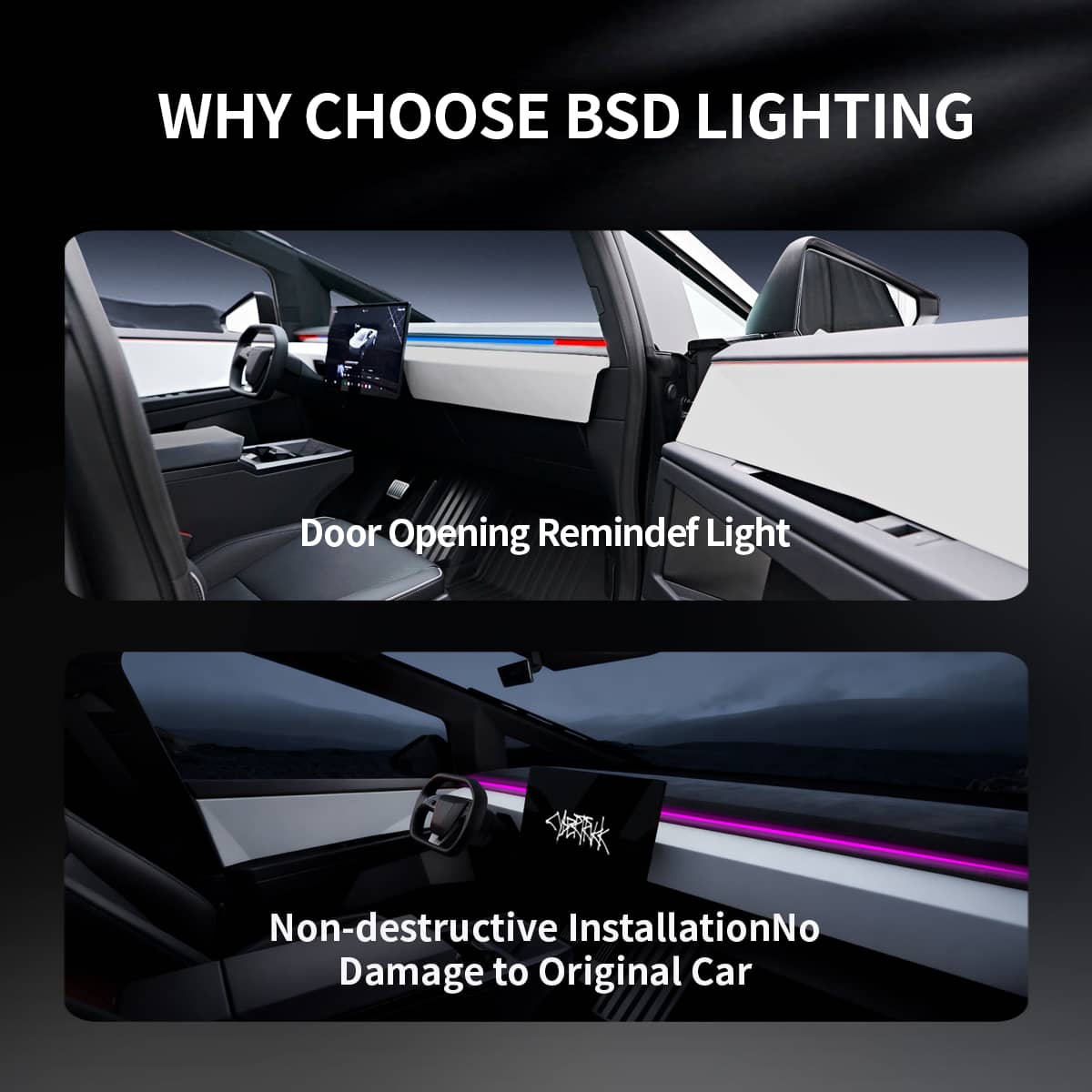 Cybertruck Smart BSD Blind Spot LED Ambient Lighting Kit