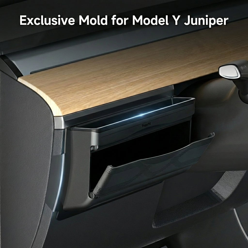Dashboard Side Organizer & Mini Glove Box for Tesla Model Y Juniper 2025+ (LHD)