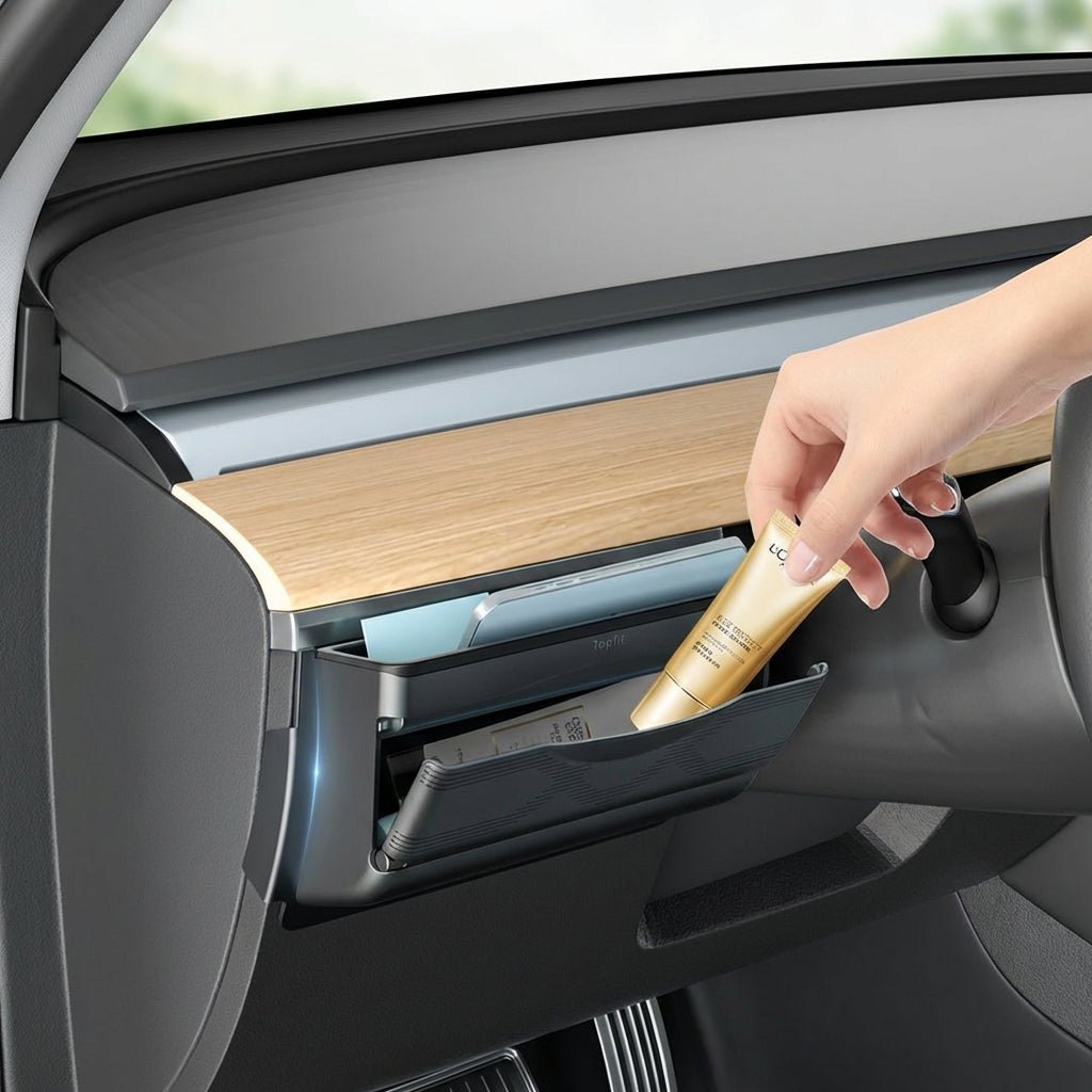 Dashboard Side Organizer & Mini Glove Box for Tesla Model Y Juniper 2025+ (LHD)