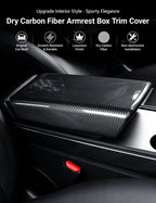 Dry Carbon Fiber Armrest Box Trim Cover for Tesla Cybertrunk