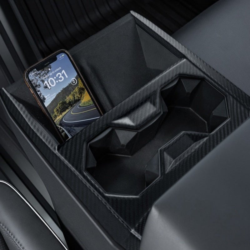 Dry Carbon Fiber Center Console Cup Holder for Tesla Cybertruck