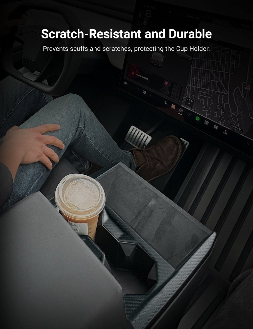 Dry Carbon Fiber Center Console Cup Holder for Tesla Cybertruck