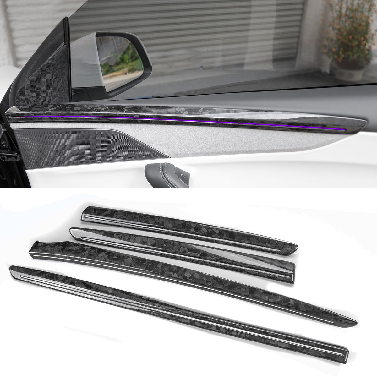 Dry Carbon Fiber Door Trim Cover for Tesla Model Y Juniper