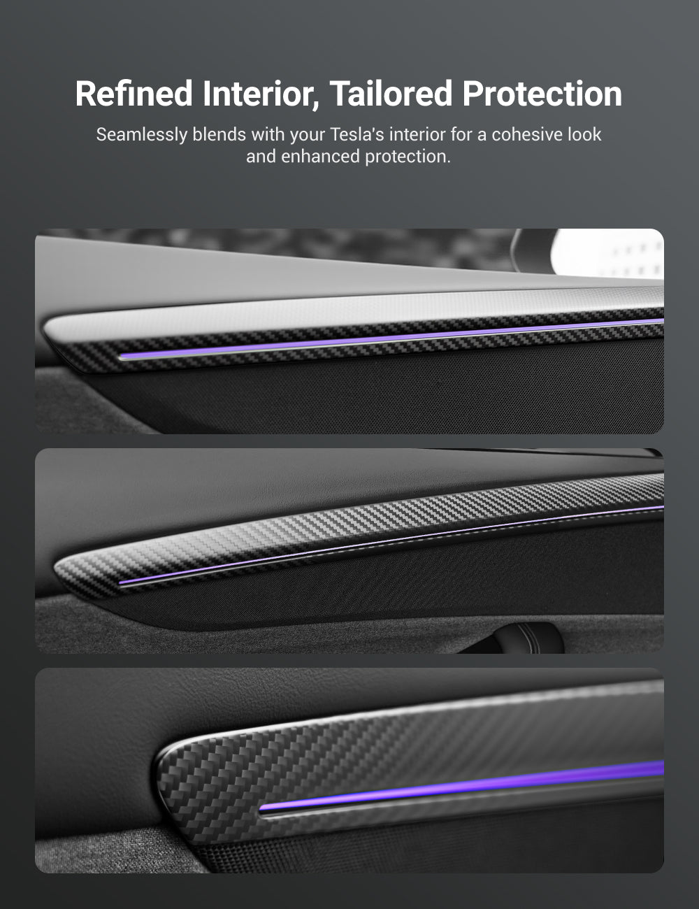 Dry Carbon Fiber Door Trim Cover for Tesla Model Y Juniper