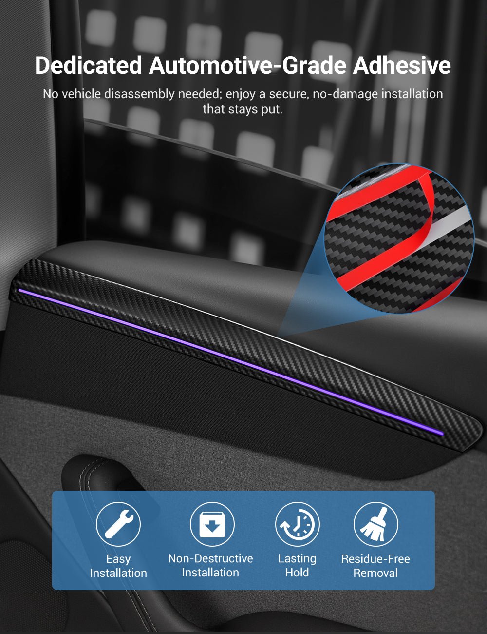 Dry Carbon Fiber Door Trim Cover for Tesla Model Y Juniper
