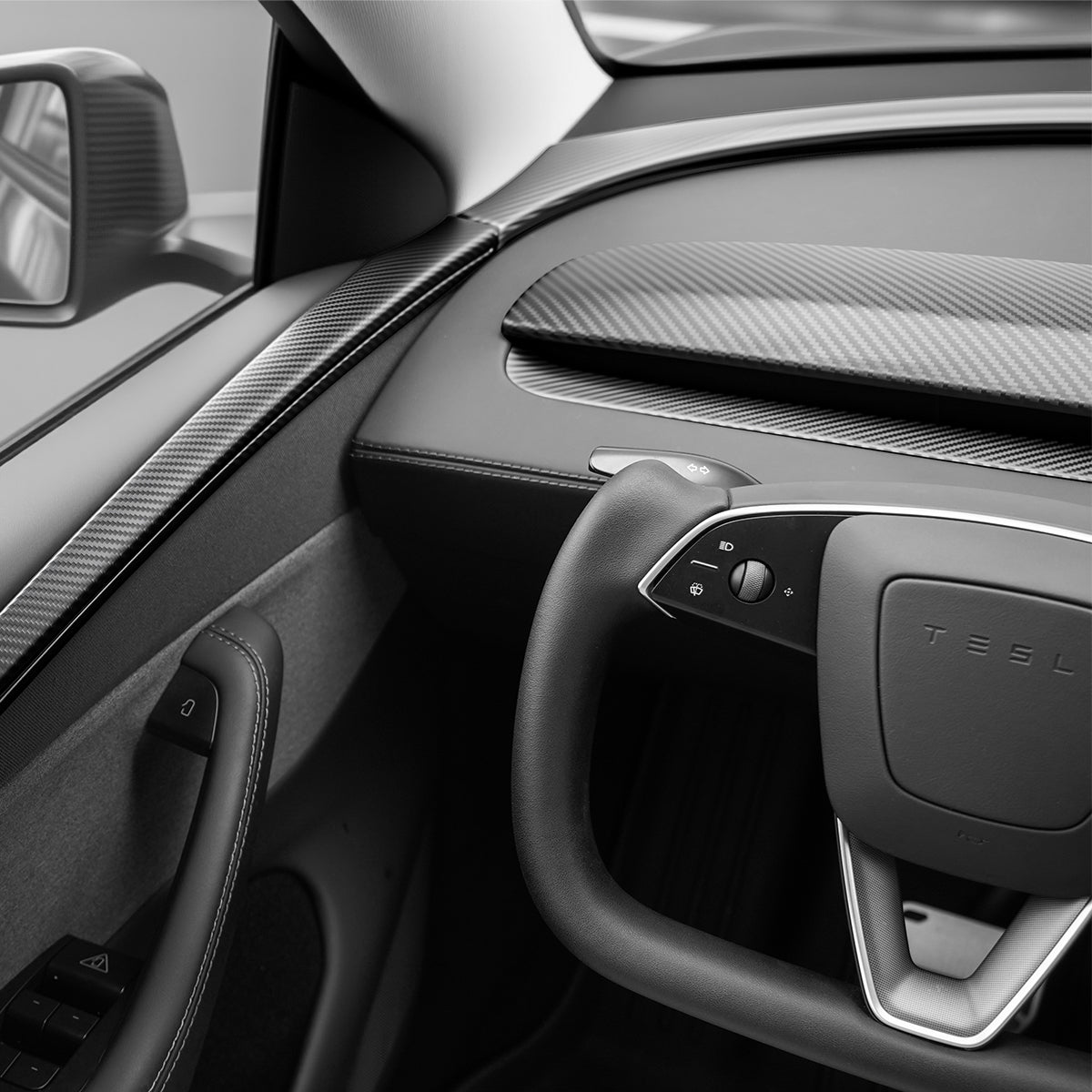 Dry Carbon Fiber Door Trim Cover for Tesla Model Y Juniper