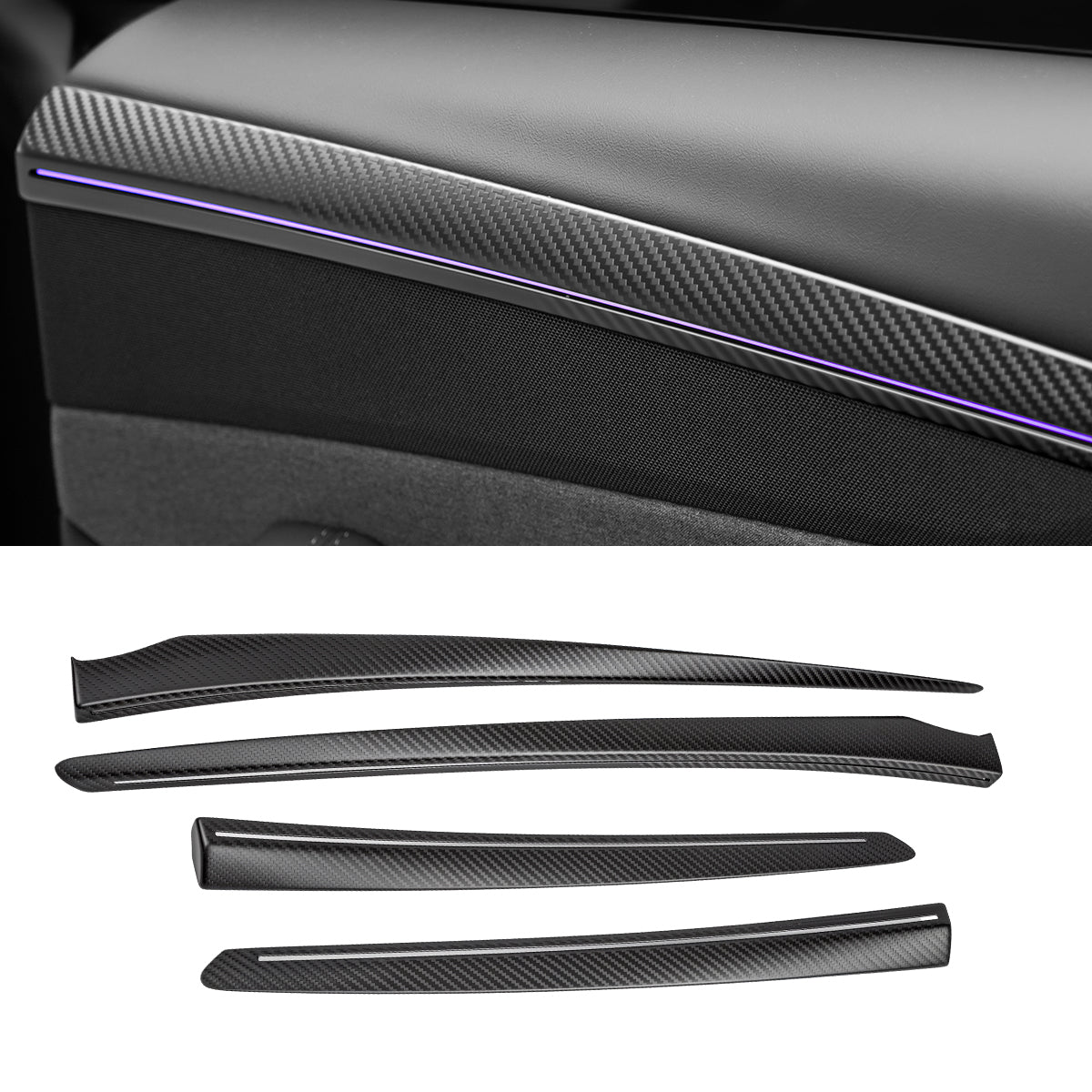 Dry Carbon Fiber Door Trim Cover for Tesla Model Y Juniper