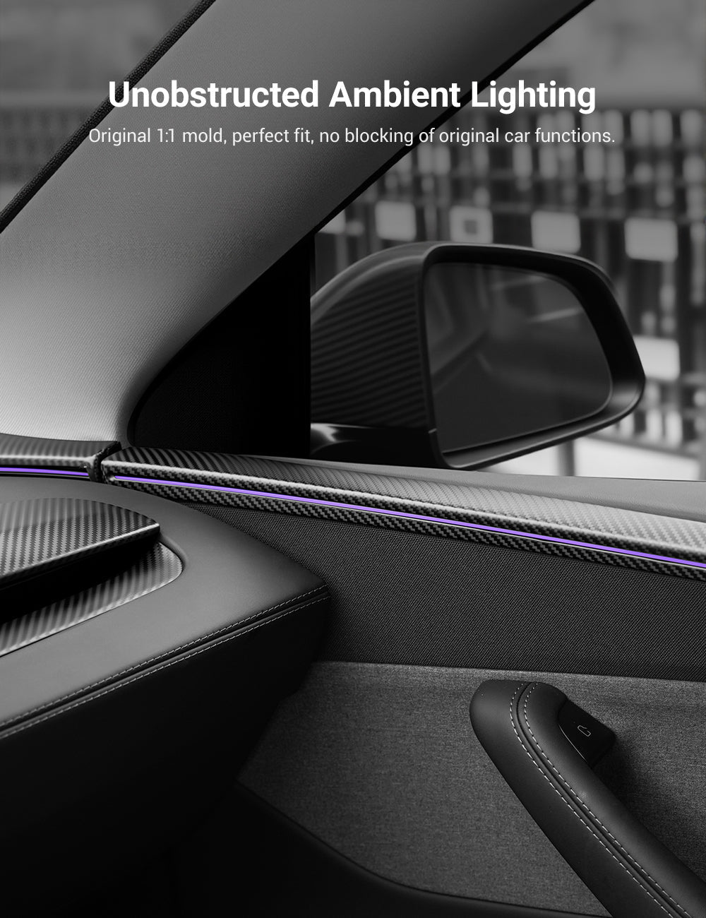 Dry Carbon Fiber Door Trim Cover for Tesla Model Y Juniper