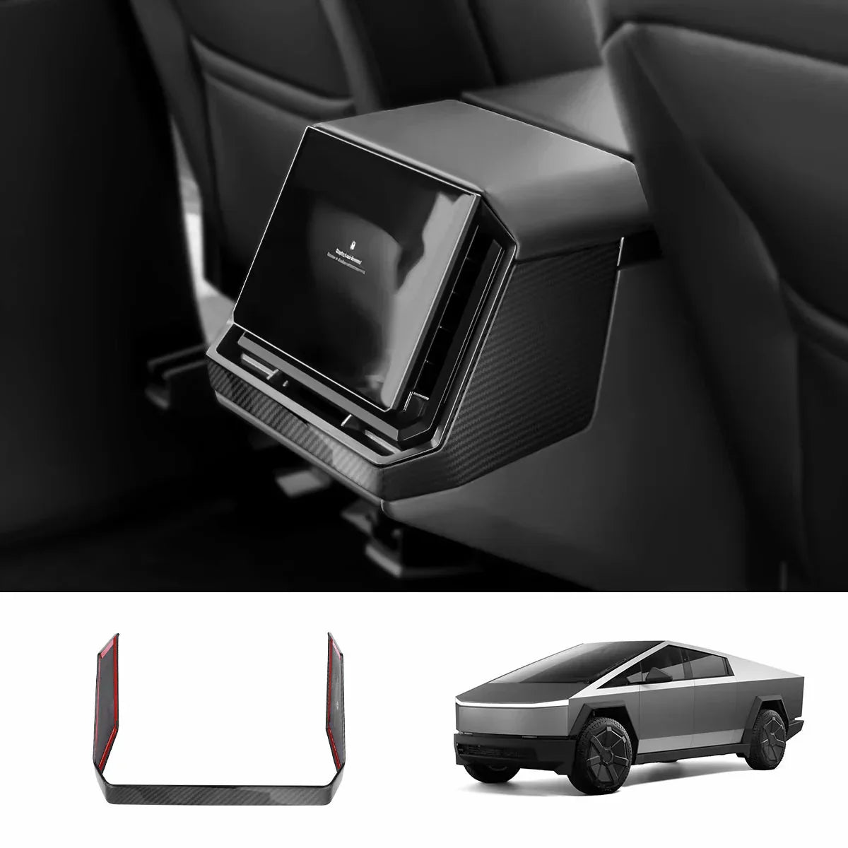 Dry Carbon Fiber Rear Screen Frame Cover / Frame Full Wrap for Tesla Cybertruck