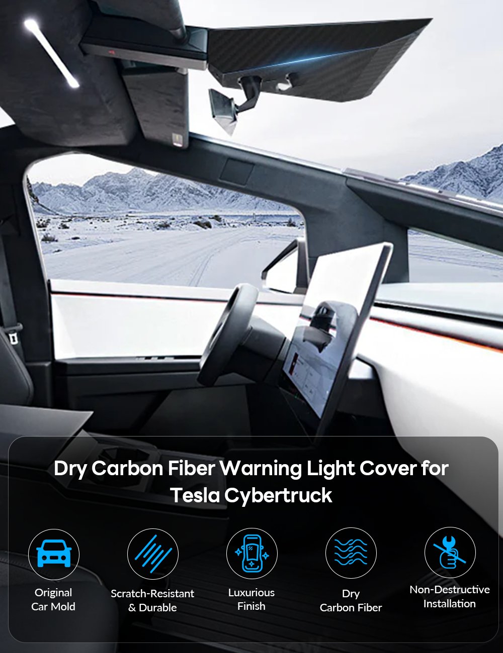 Cybertruck Carbon Fiber Warning Light Cover