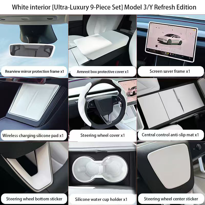 Steering Wheel Trim Cover for Tesla Model 3 Highland  Model Y Juniper（Combo pack）