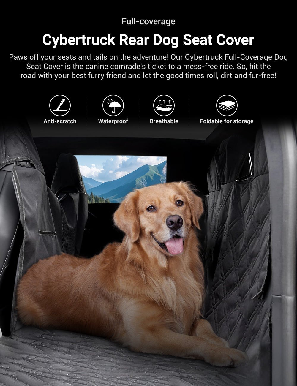 Full-Cover Rear Dog Seat Cover for Tesla Cybertruck
