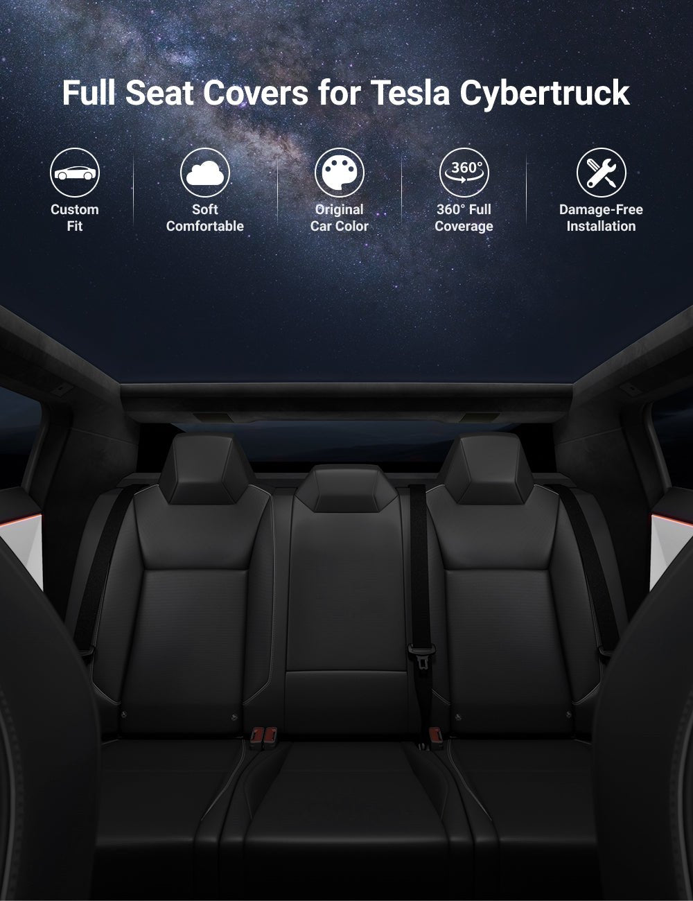 Full Leather Seat Covers for Tesla Cybertruck (10 PCS)