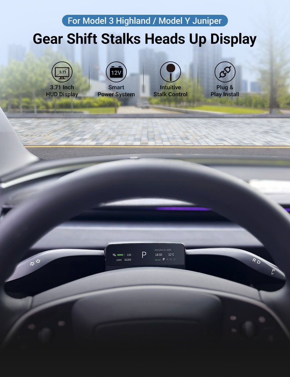 Gear Shift Stalks Heads Up Display for Tesla Model 3 Highland / Model Y Juniper