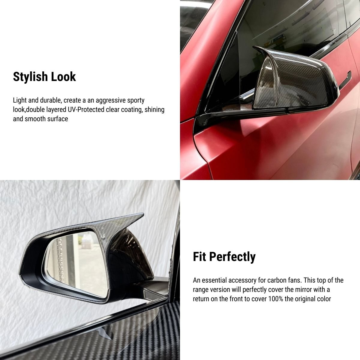 Carbon Fiber Sporty Mirror Caps for Model 3/Y