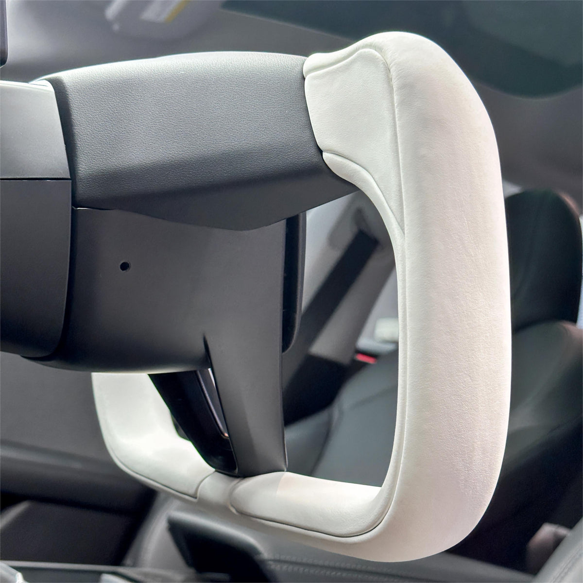 Juniper Yoke Plaid Steering Wheel for Model 3 Highland & Model Y（White Leather）