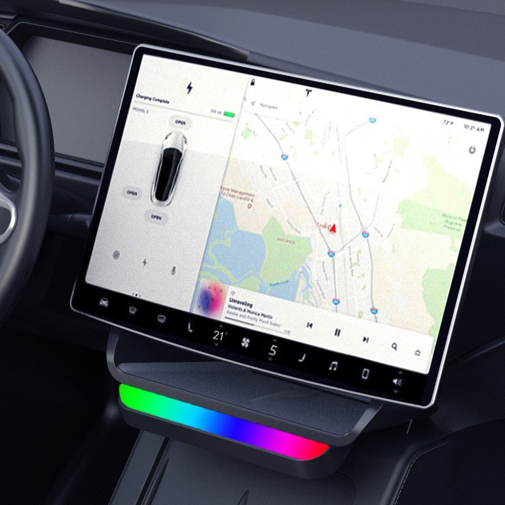 Model 3 Highland /  Model Y Juniper Under Screen Storage Box Center Console Organizer With Ambient Lighting