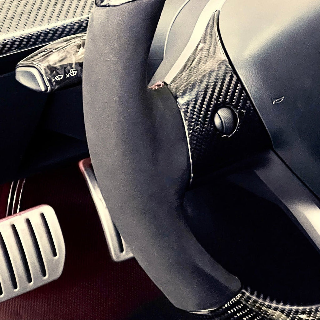 Round Suede Steering Wheel for Model 3 / Y