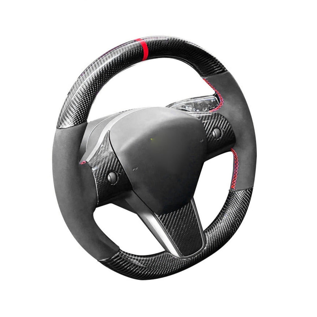 Round Suede Steering Wheel for Model 3 / Y