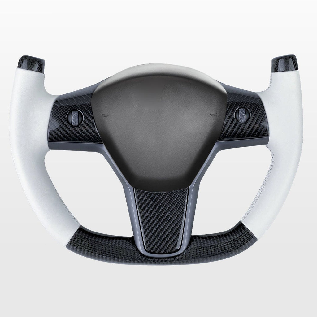 Modify Carbon Fiber Yoke-Style Steering Wheel for Tesla Model 3 / Y