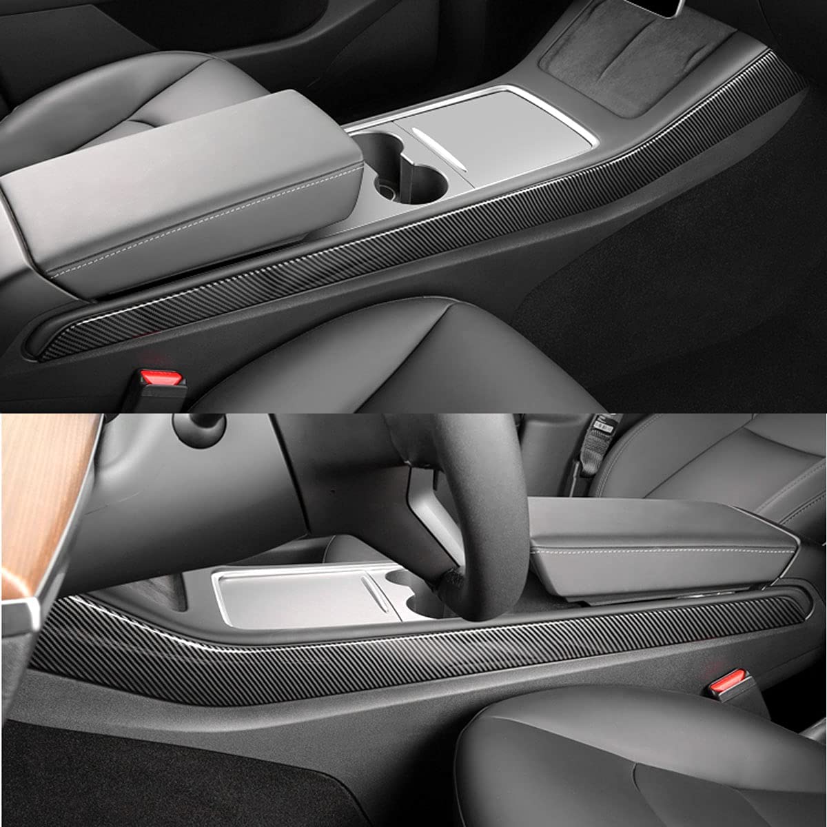Carbon Fiber Center Console Side Trim for Tesla Model 3/Y