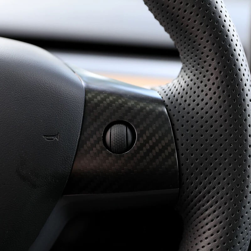 Carbon Fiber Steering Wheel Center Trim Cover for Tesla Model 3/Y
