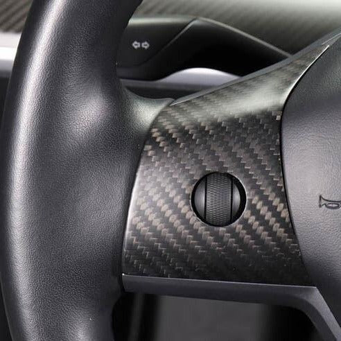 Carbon Fiber Steering Wheel Center Trim Cover for Tesla Model 3/Y