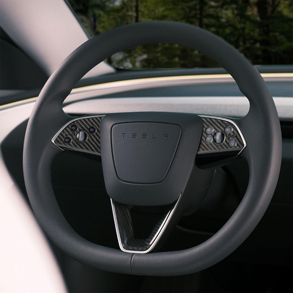 Carbon Fiber Steering Wheel Center Trim Cover for Tesla Model 3/Y