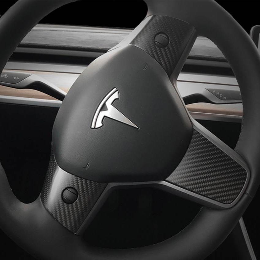 Carbon Fiber Steering Wheel Center Trim Cover for Tesla Model 3/Y