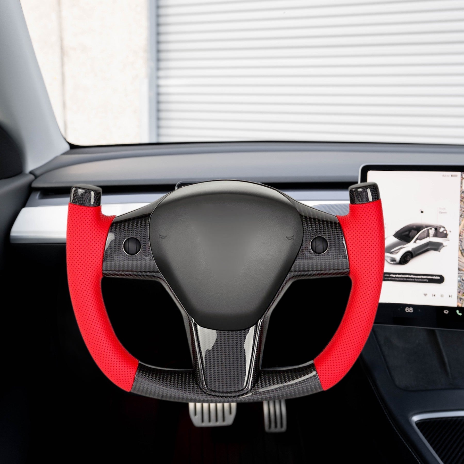 Modify Carbon Fiber Yoke-Style Steering Wheel for Tesla Model 3 / Y