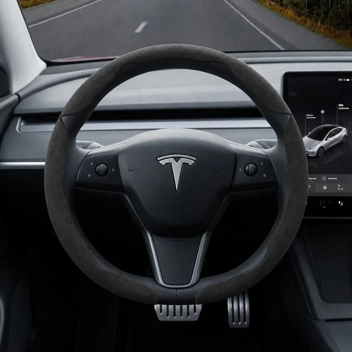 Premium Alcantara Anti-Slip Steering Wheel Cover for Model Y / Model 3 (3-Piece Set)