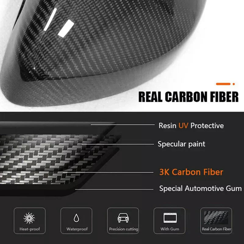 Real Carbon Fiber Mirror Covers Replacement for Tesla Model S / X