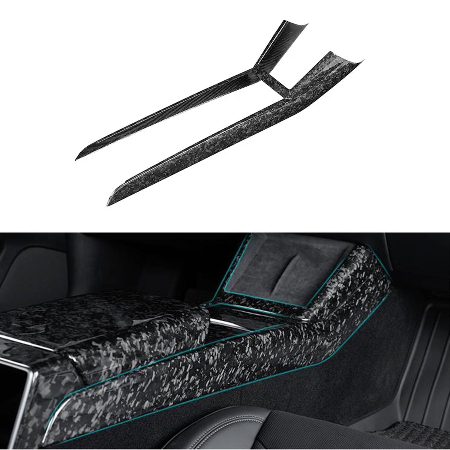 Dry Carbon Fiber Center Console Combo Trim for Model 3 Highland & Model Y Juniper