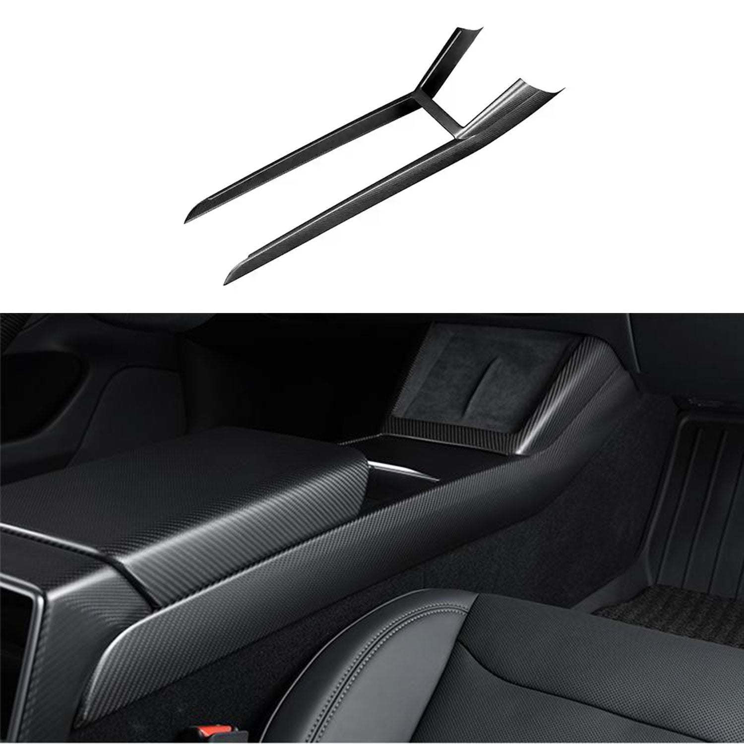 Dry Carbon Fiber Center Console Combo Trim for Model 3 Highland & Model Y Juniper