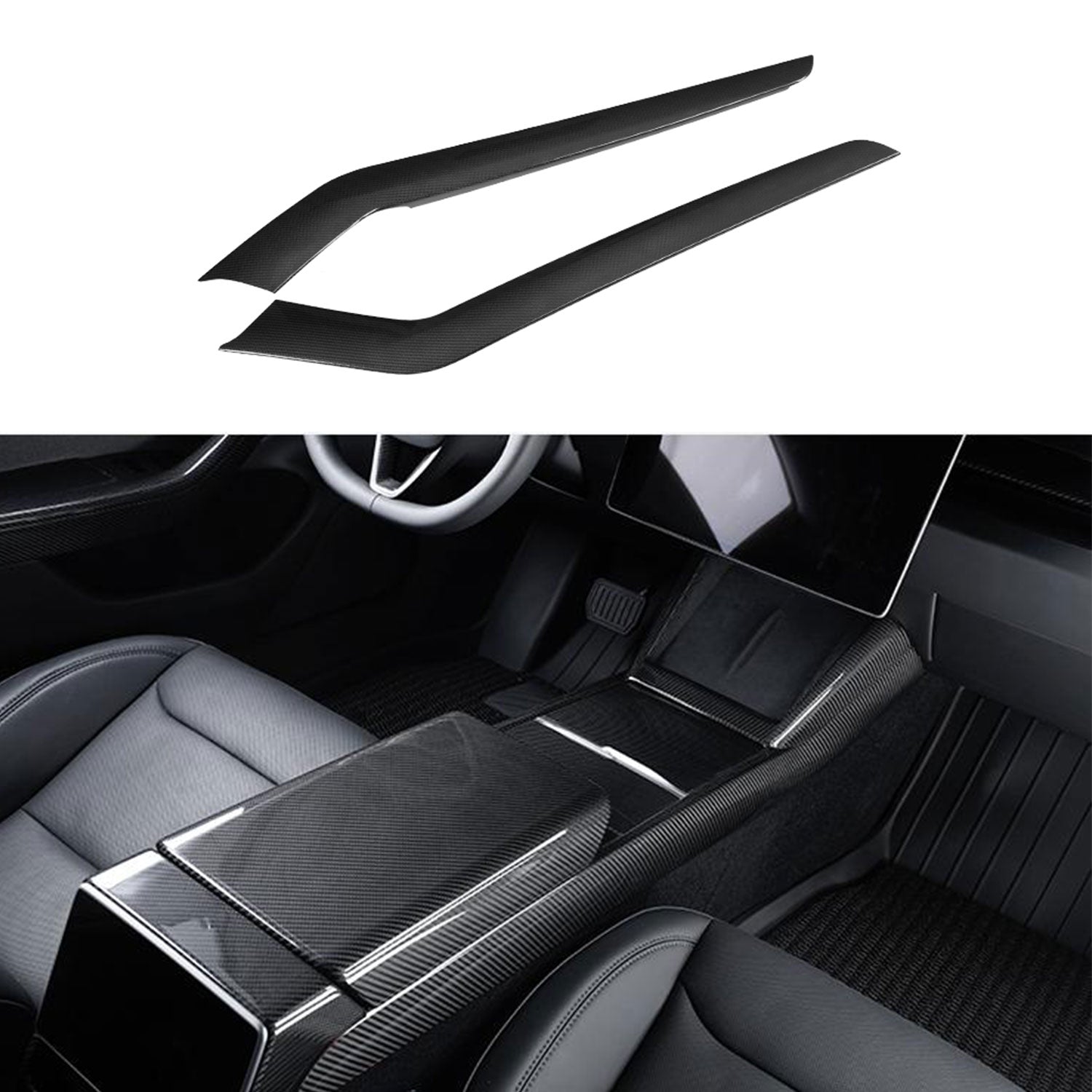 Model 3 Highland & Model Y Juniper Carbon Fiber Center Console Side Panels (2pcs)
