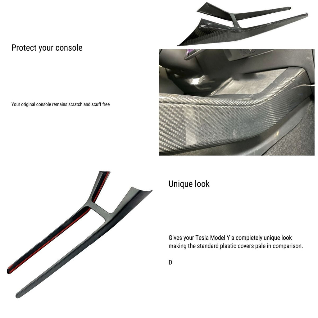 Real Dry Carbon Fiber Center Console Trim Panel for Tesla Model Y 2021-2024