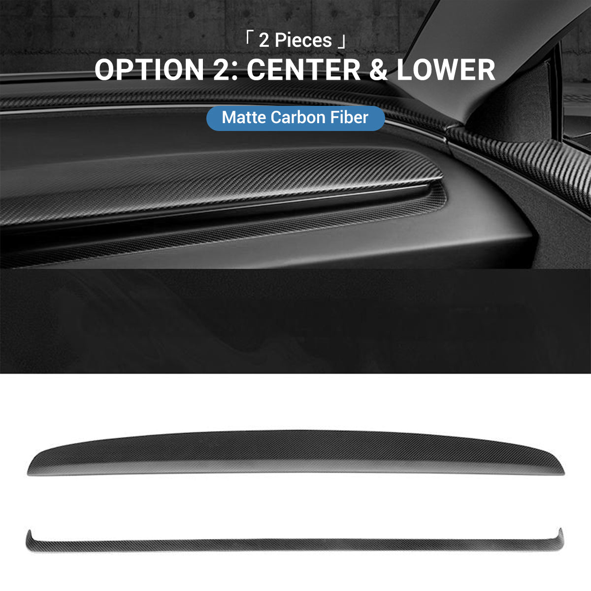 Real Dry Carbon Fiber Dashboard Cover for Model 3 Highland / Model Y Juniper