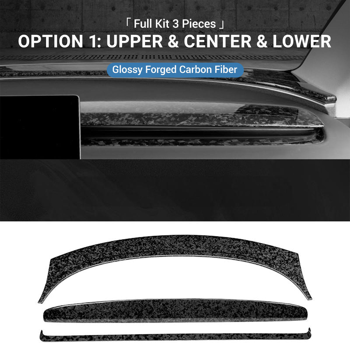 Real Dry Carbon Fiber Dashboard Cover for Model 3 Highland / Model Y Juniper