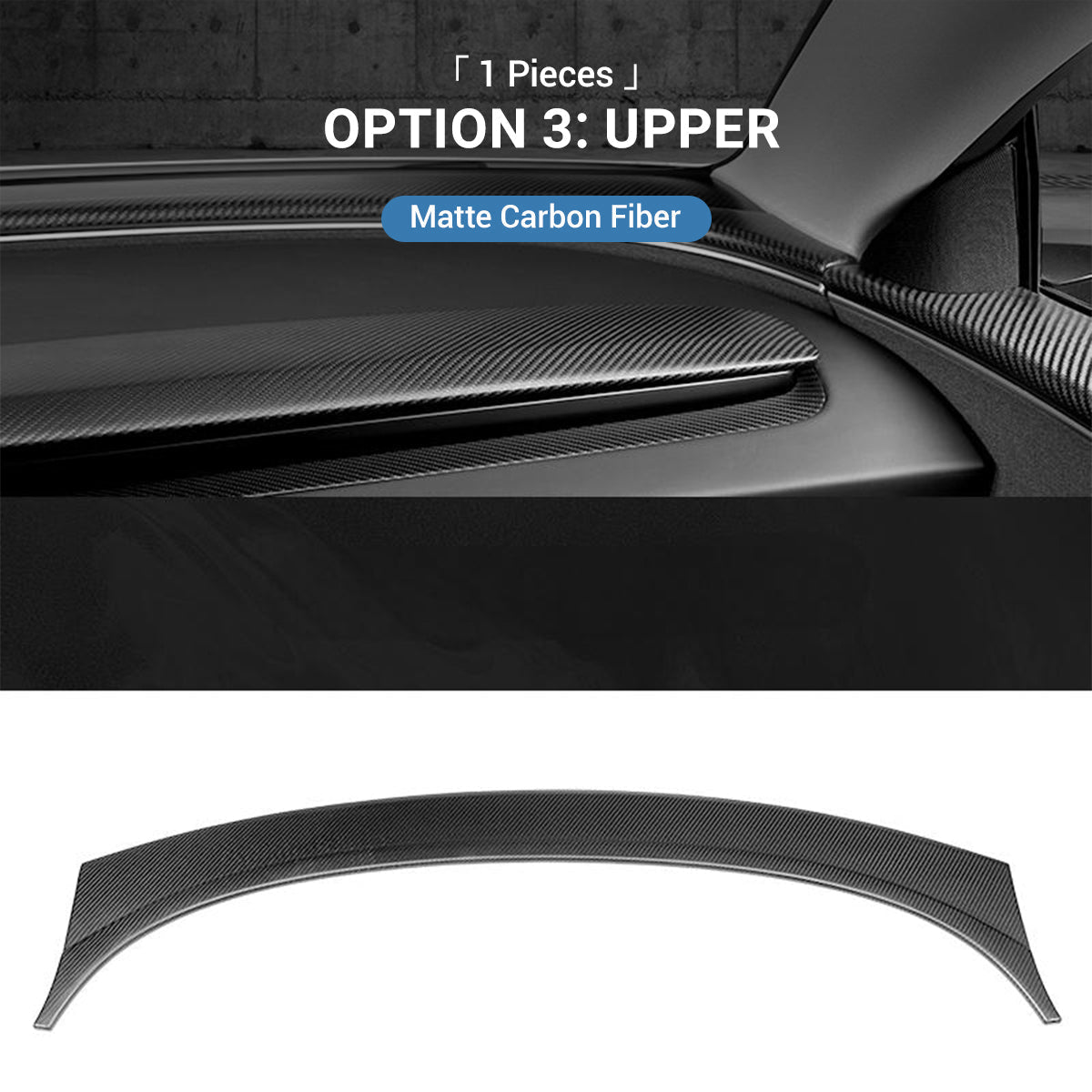 Real Dry Carbon Fiber Dashboard Cover for Model 3 Highland / Model Y Juniper