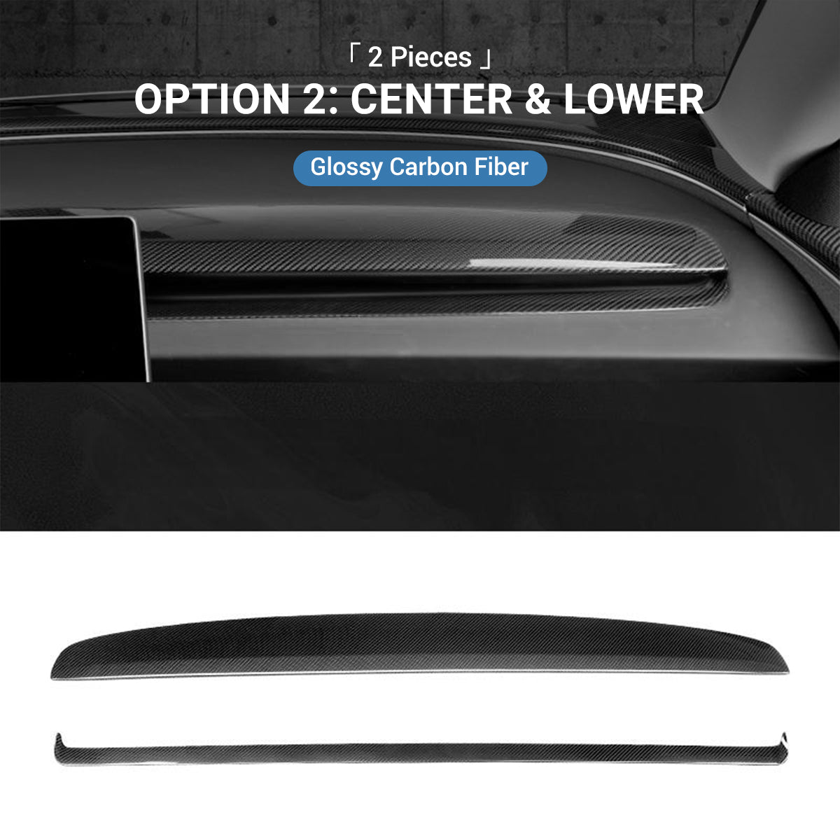 Real Dry Carbon Fiber Dashboard Cover for Model 3 Highland / Model Y Juniper