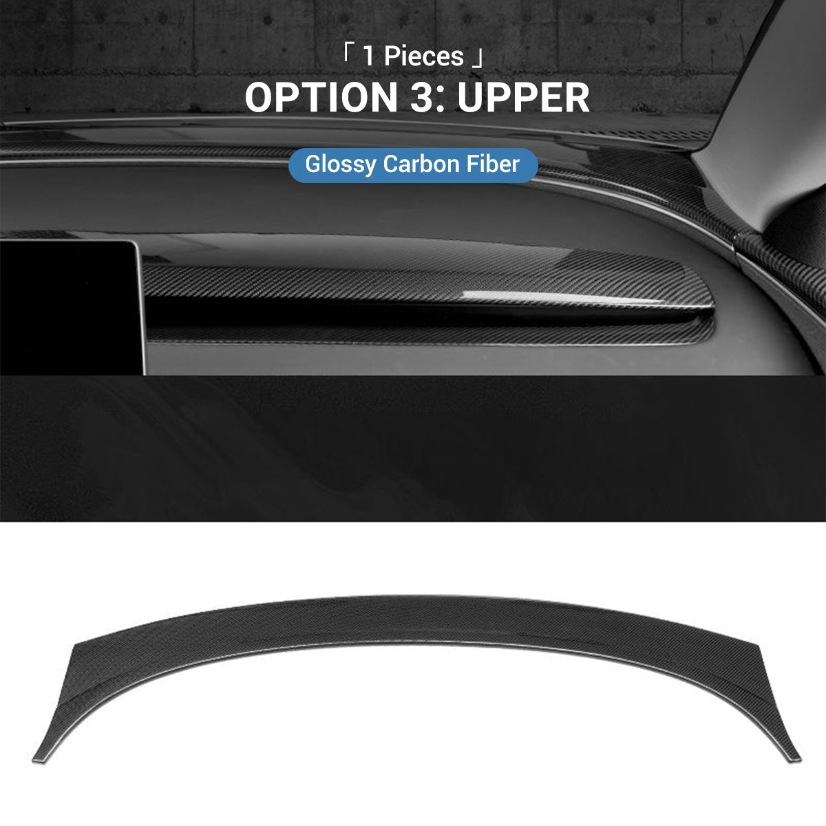 Real Dry Carbon Fiber Dashboard Cover for Model 3 Highland / Model Y Juniper