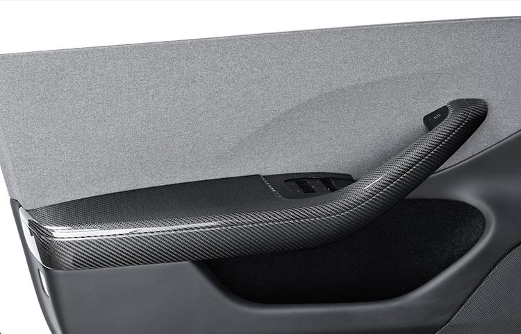 Real Dry Carbon Fiber Door Armrest Cover Overlays for Tesla Model 3 Highland