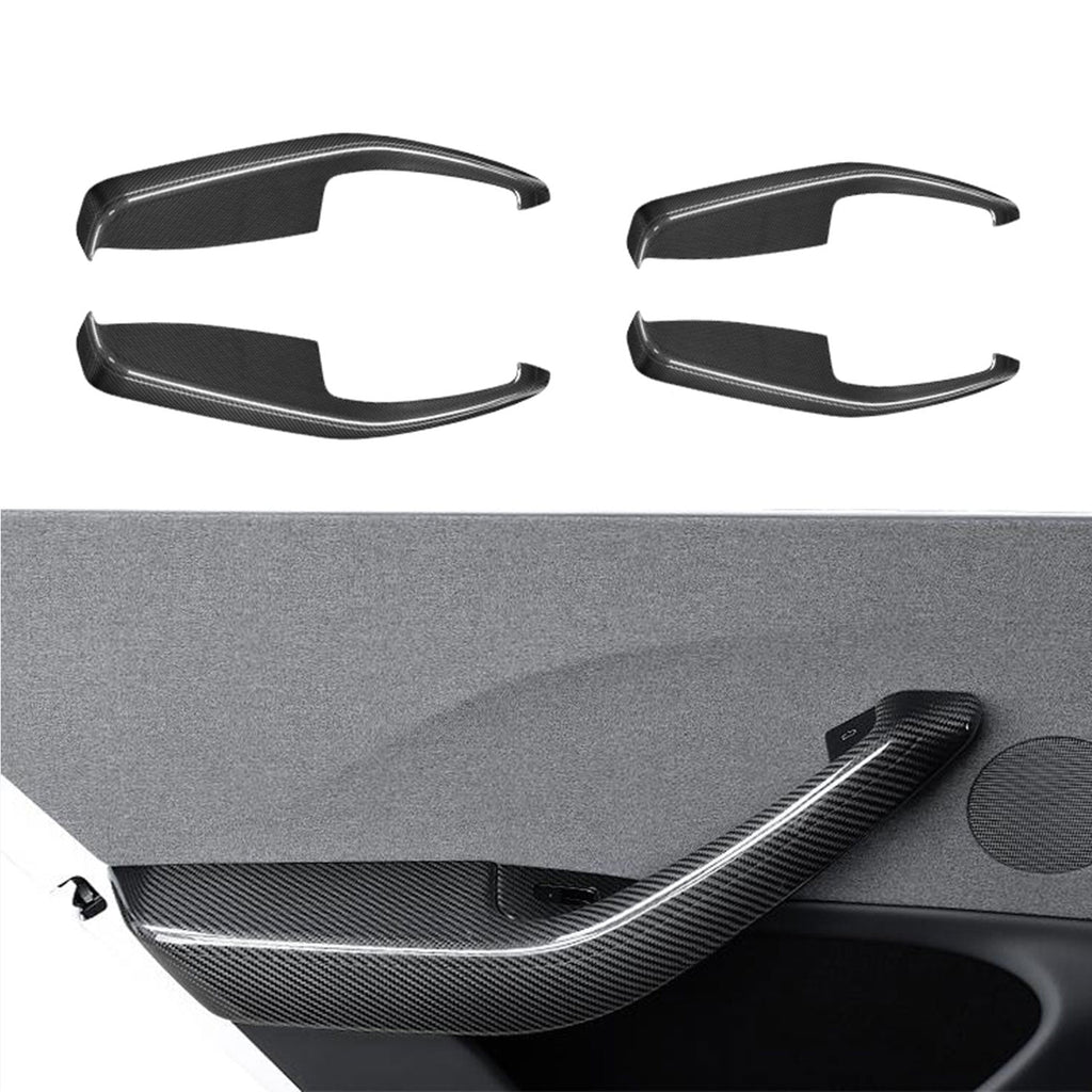 Real Dry Carbon Fiber Door Armrest Cover Overlays for Tesla Model 3 Highland