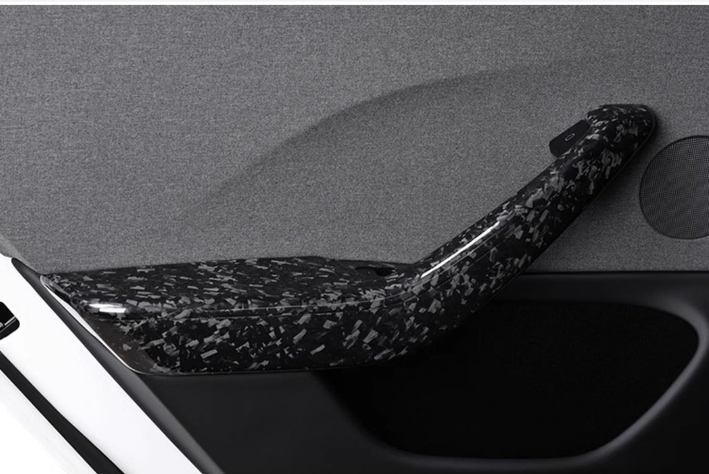 Real Dry Carbon Fiber Door Armrest Cover Overlays for Tesla Model 3 Highland