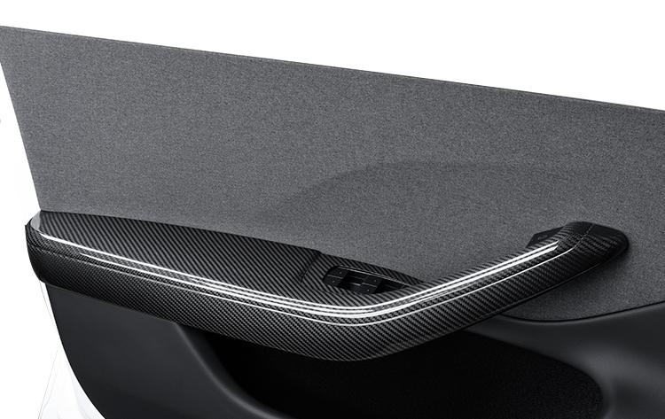 Real Dry Carbon Fiber Door Armrest Cover Overlays for Tesla Model 3 Highland