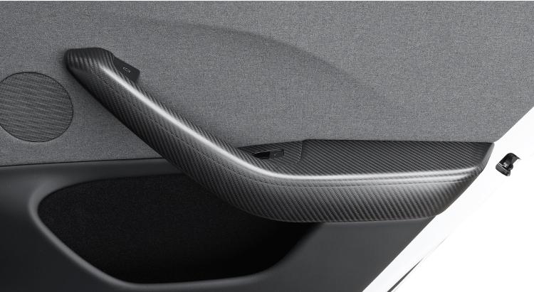 Real Dry Carbon Fiber Door Armrest Cover Overlays for Tesla Model 3 Highland